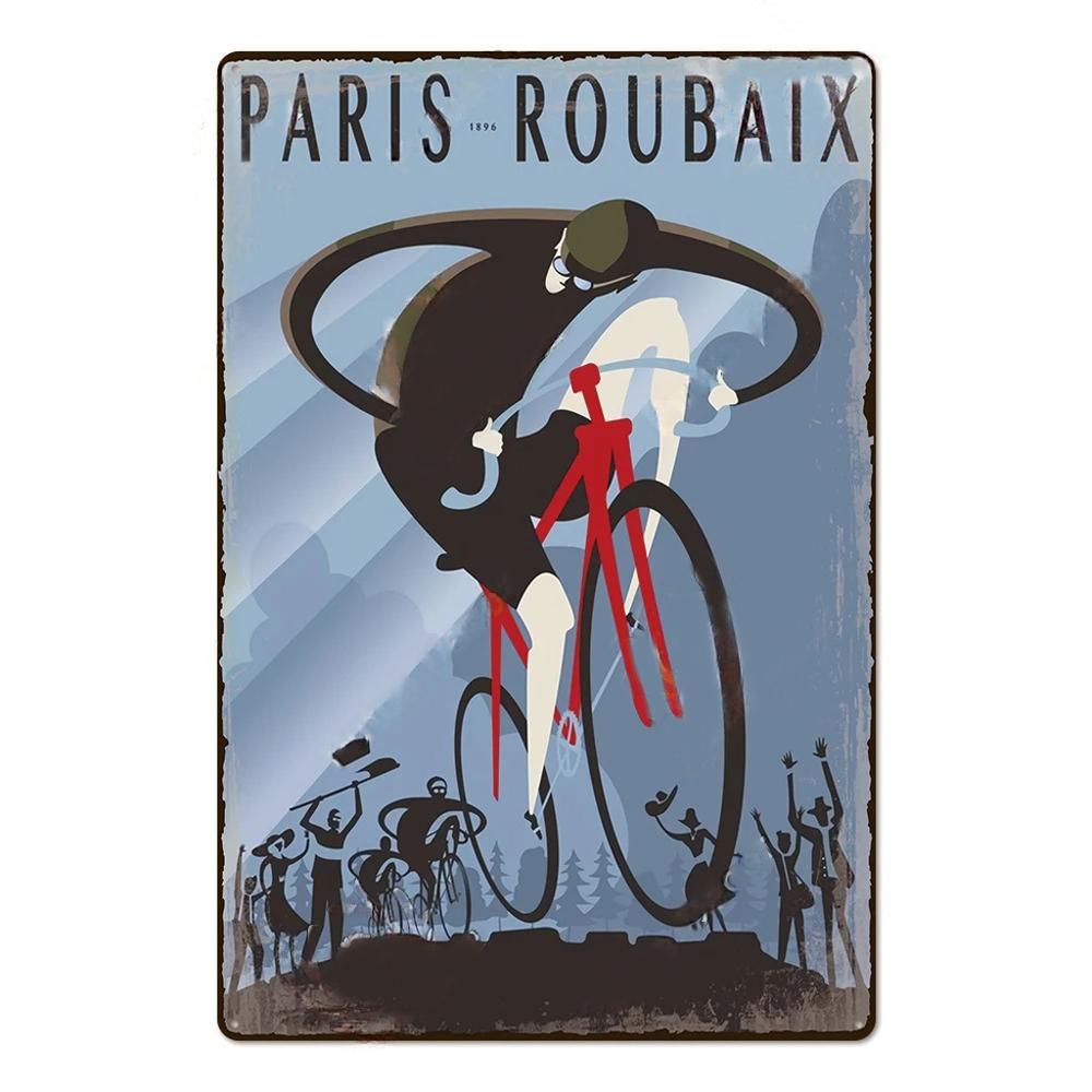 Vintage Bicycle Race Posters Decor Metal Tin Signs Plaque Retro Metal Poster Wall Decorative for Garage Man Cave