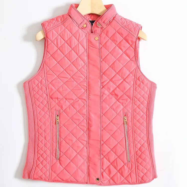 Women Autumn/winter Slim Stand Collar Sleeveless Zipper Jacket Quilted Thicken Warm Vest  Female Short Casual Jacket Tops