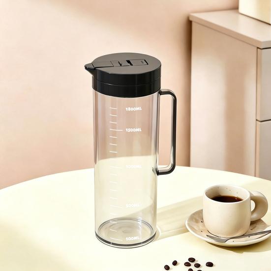 Large Cold Water Pitcher, 2000ml Flip Lid Dispenser for Fridge Side Door, BPA-Free Leakproof Jug with Infuser for Fruit Tea