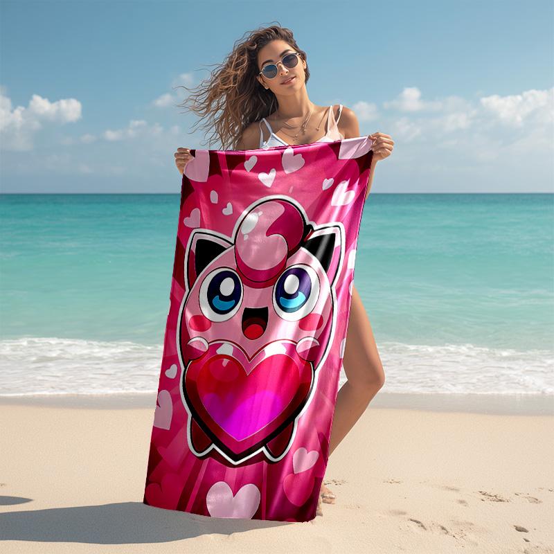 proof beach towel with Pokémon pattern - soft,absorbent,quick-drying,machine washable - perfect for swimming,camping,bathing