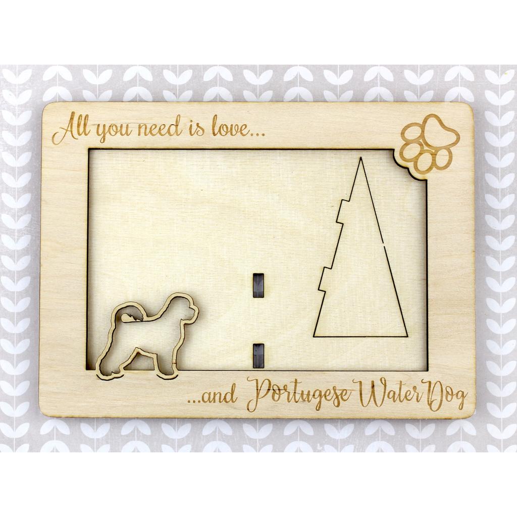 Portuguese Water Dog, Portie, PWD, Water Dog - Photo frame, engraved wooden frame, a lovely gadget for the dog lover by Art-Dog