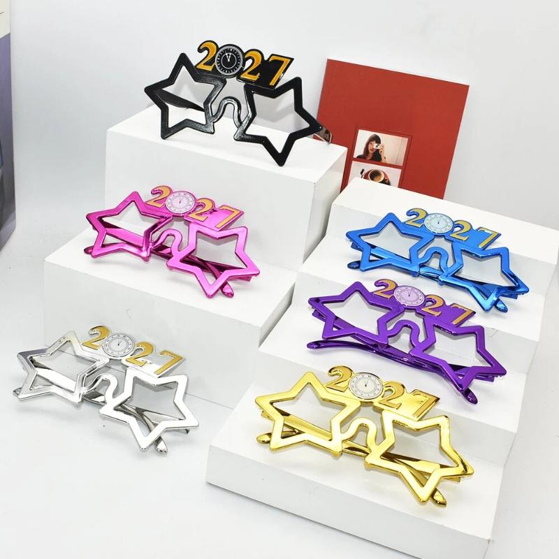 Óculos com Número 2027 Óculos de Feliz Ano Novo Óculos de Sol com Glitter de Diamante Adereço de Cosplay Decoração de Festa de Natal Óculos Engraçados