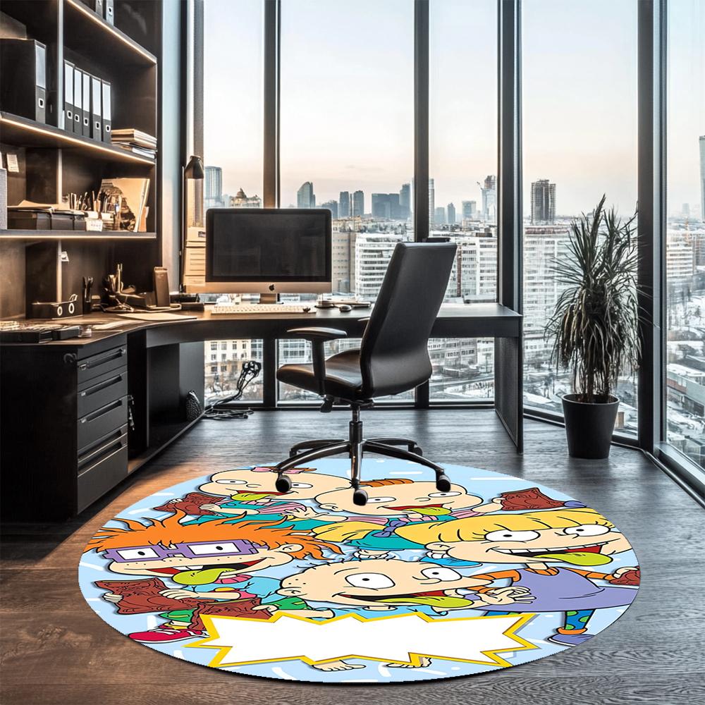 Rugrats Printed Round Rug Carpet Chair Rug Area Rug Entryway Doormats,for Office Chair Living Room Bedroom Kitchen Room.