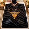 Flannel BlanketBon Jovi Warm Soft Throw Blanket for Indoor Sofa Bed Living Room Use