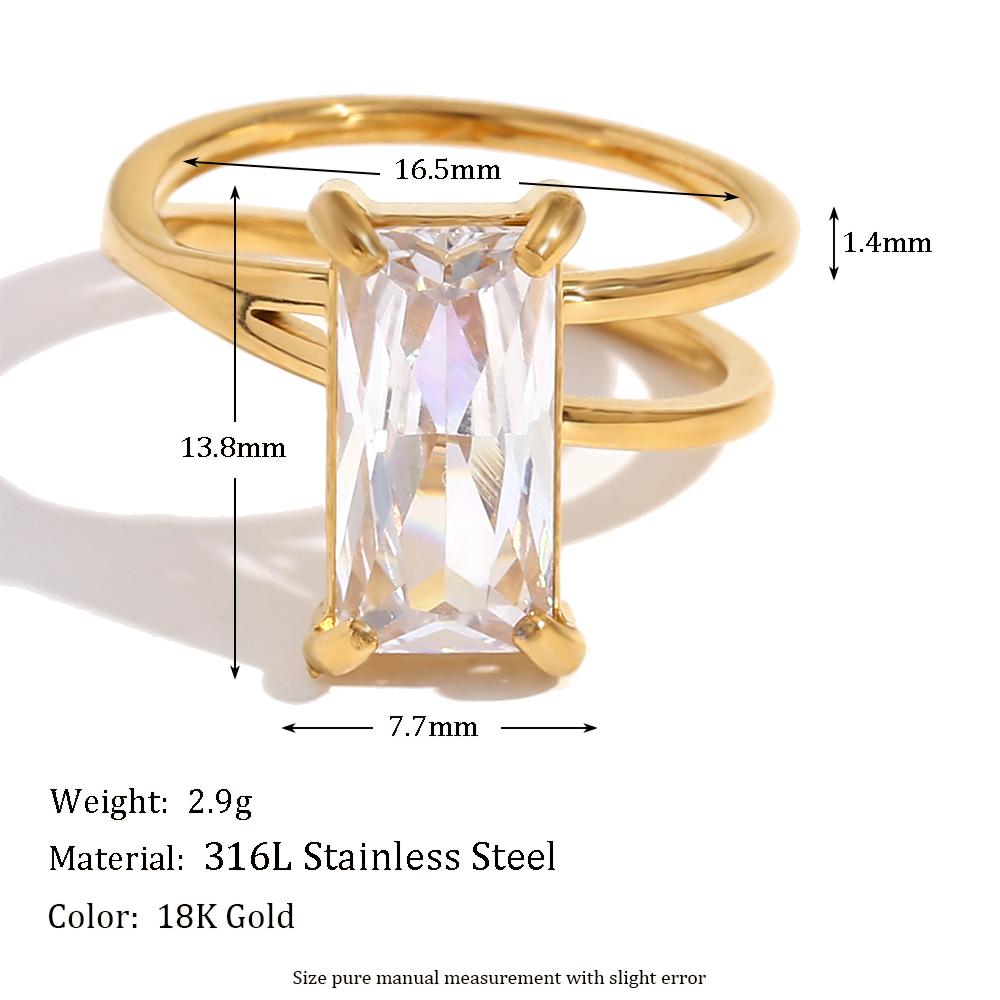 

MamacitaSlay Minimalist Double-Layer Rectangle Zircon Left And Right Asymmetrical Women s rings stainless steel women s jewelry 8 золотой