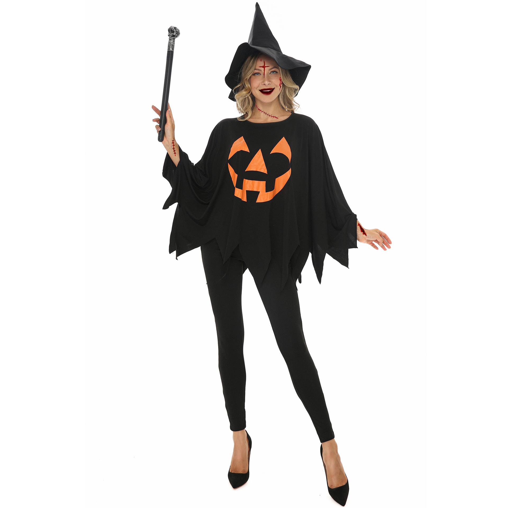 

Костюм на Хэллоуин, плащ для игры, костюм ведьмы с тыквой, костюм ведьмы-волшебницы для косплея, сценическое выступление M чёрный