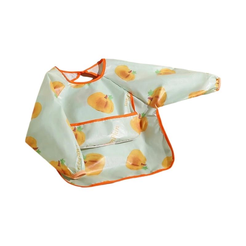Miękki Lekki Śliniak do Karmienia Dziecka z Pełnym Zakryciem Rękawów, Wielofunkcyjny Fartuch z Kieszenią na Jedzenie dla Niemowląt i Małych Dzieci