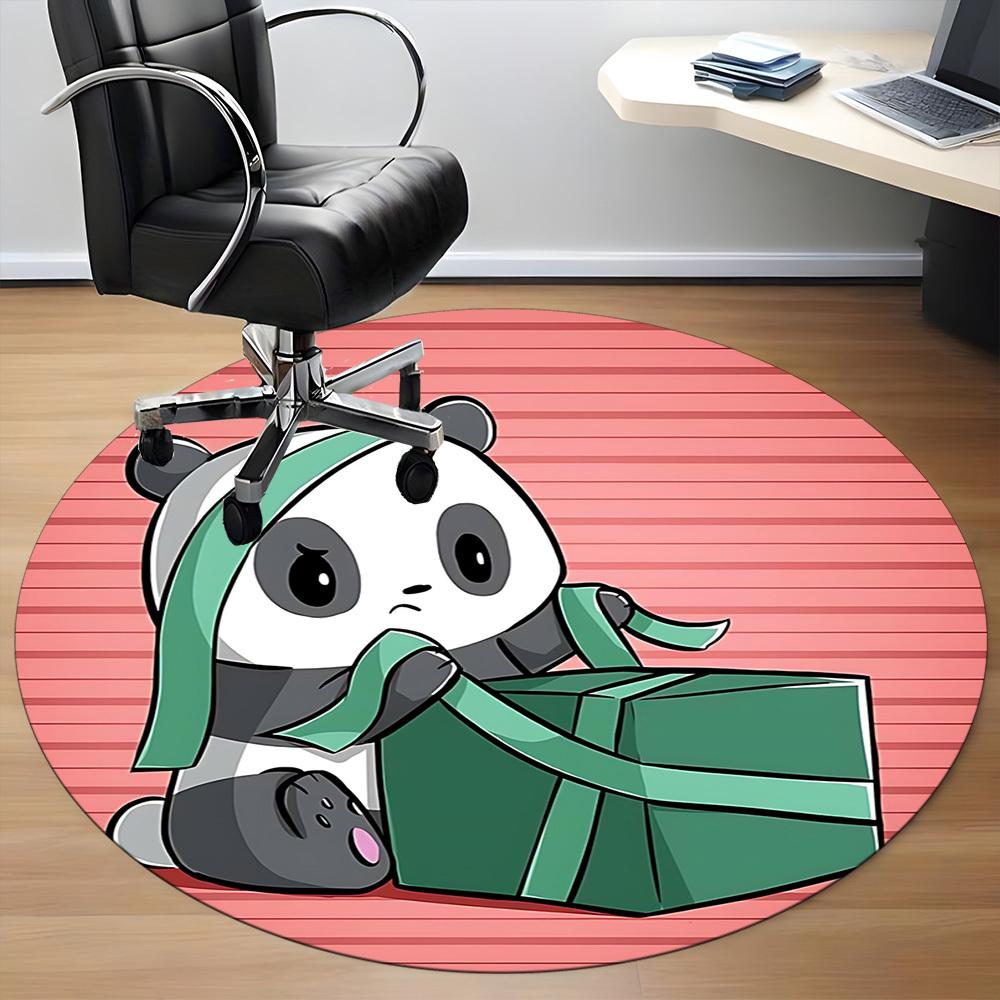 1pc Panda Package Office Round Area Rug, Indoor Mat Suitable For Office, Under Office Chairs Bedroom Living Room Home Decor, Room Deco