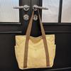 Korean Style Shopping Handbag Solid Color Cloth Shoulder Bag Portable Canvas Tote Bag  Students