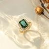 Women's Japanese-Korean Style Zircon Emerald Jewelry Set: Necklace, Ring, Earring, and Elegant Clavicle Chain