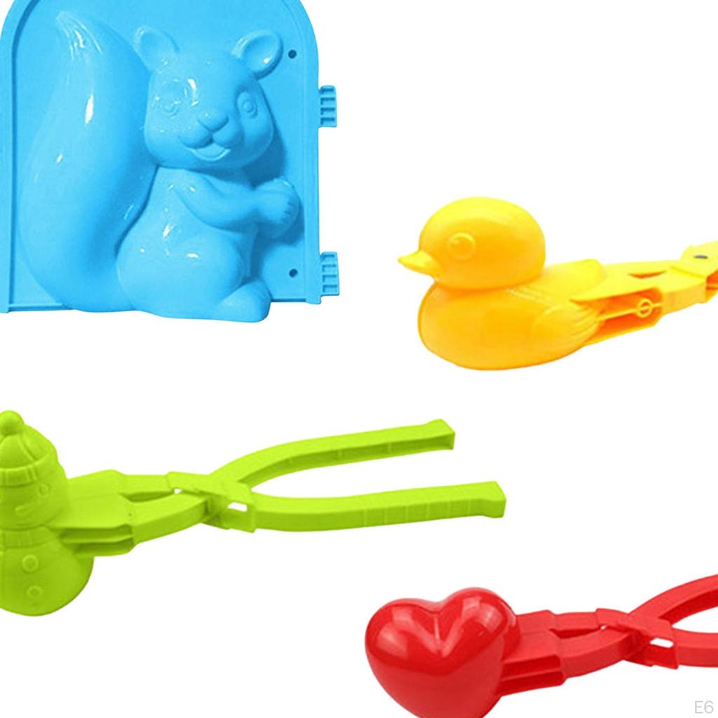 4 Pieces Multi Functional Snowball Fight Maker Clip with Handle,Snowball Clip,Snow Ball Toys Games