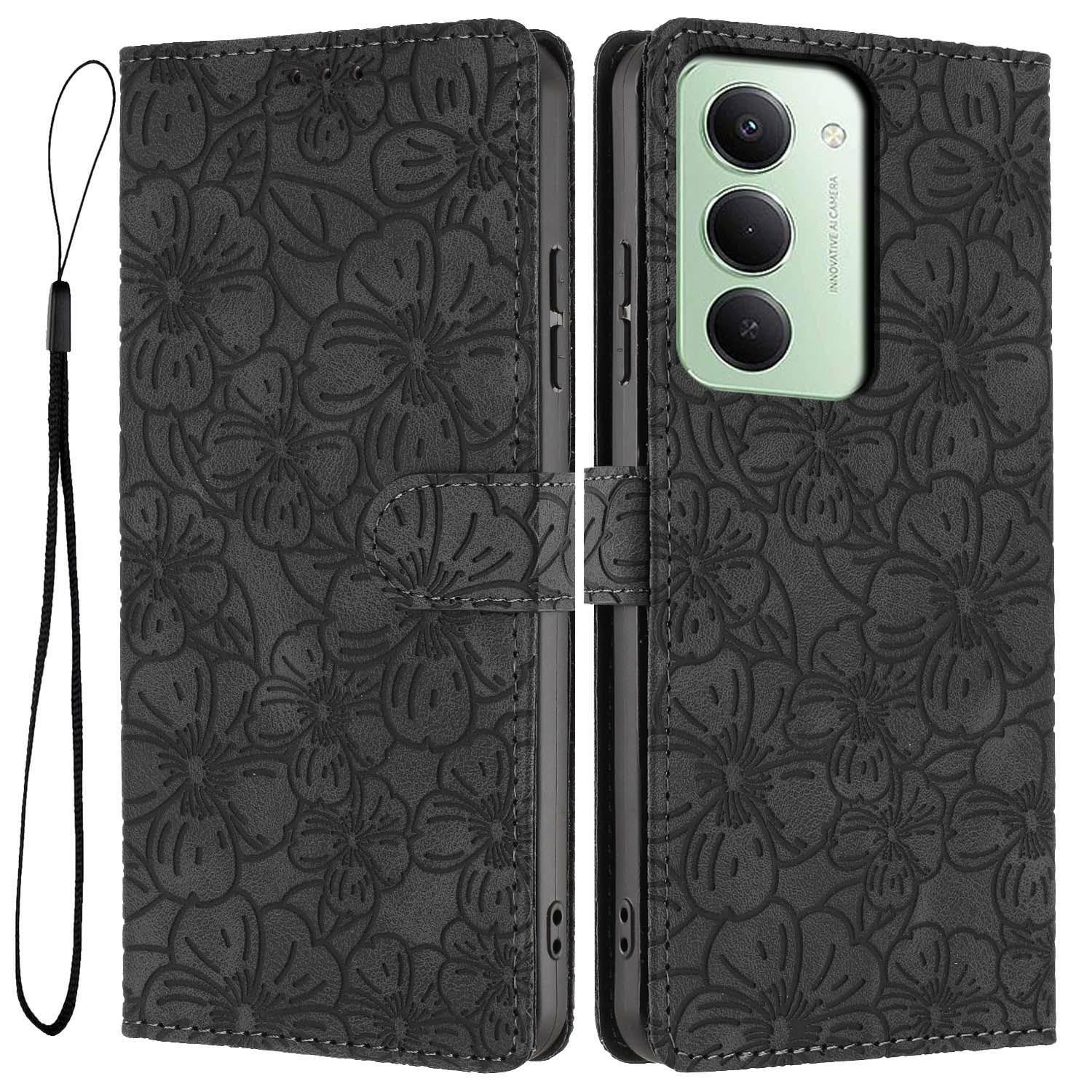 

Чохол-книжка для Xiaomi Redmi 15 4G (Європа) (171мм)/15 5G (Європа) (171мм) Шкіряний чохол для телефону з візерунком квітучої вишні, гаманець-підставка з ремінцем на зап ястя