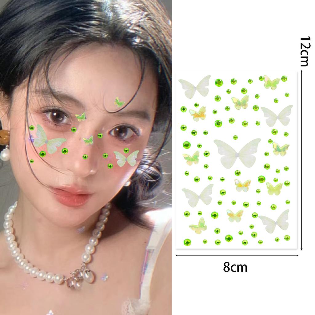 Butterfly Crystal Diamond Sticker Self Adhesive DIY Facial Temporary Tattoos Stickers for Stage Daily Makeup Decorate Supplies