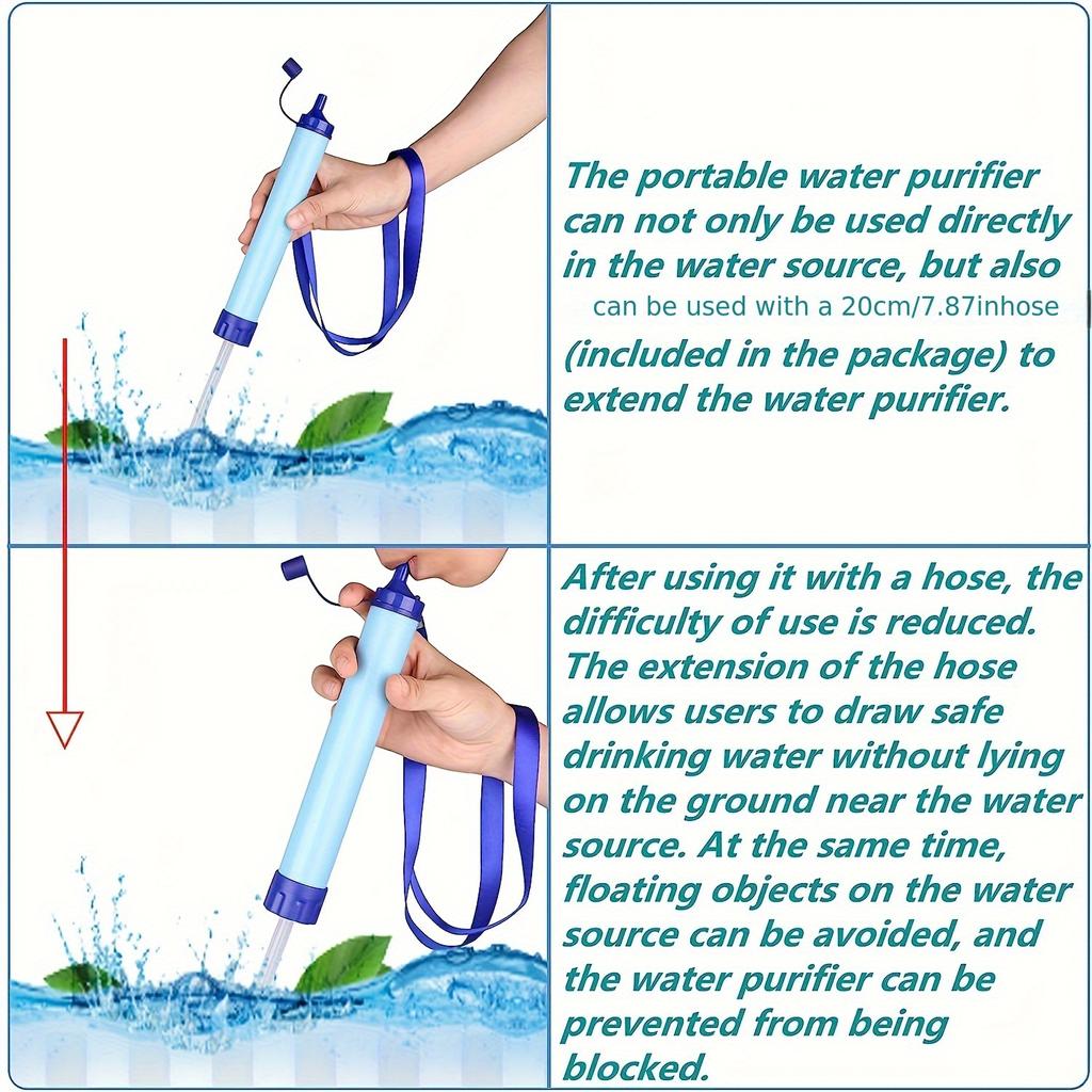 Outdoor Water Filter, Personal Straw Water Filtration System, Emergency Survival Water Purifier For Camping Hiking Climbing Backpacking