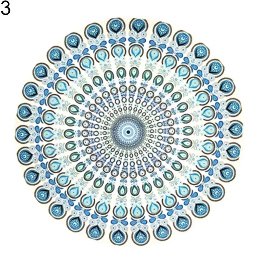 Nagy felnőtt Mandala Strandtörölköző Vintage Kerek Chiffon Napvédő Sál Strandtörölköző Kültéri Jóga Piknik Szőnyeg 100x100cm