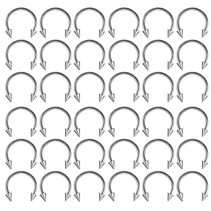 36PC Stainless Steel Horseshoe Septum Piercing Lot Horseshoe Nose Piercing Ring Bulk Fake Nose Ring Horseshoe Earring Cartilage