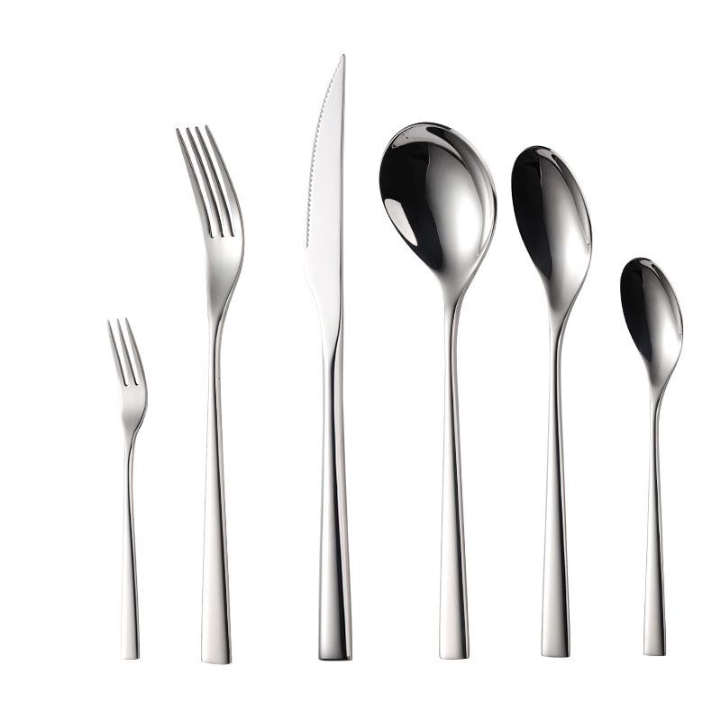 Western Cutlery Set: Edge-Wrapped Steak Knife, Fork & Spoon - Thickened 304 Stainless Steel for Hotel Use.