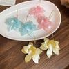 Boucles d'oreilles pendantes en acrylique coloré à fleurs coréennes pour femmes filles en forme de C vintage à grands pétales pendantes cadeaux zircon 2025