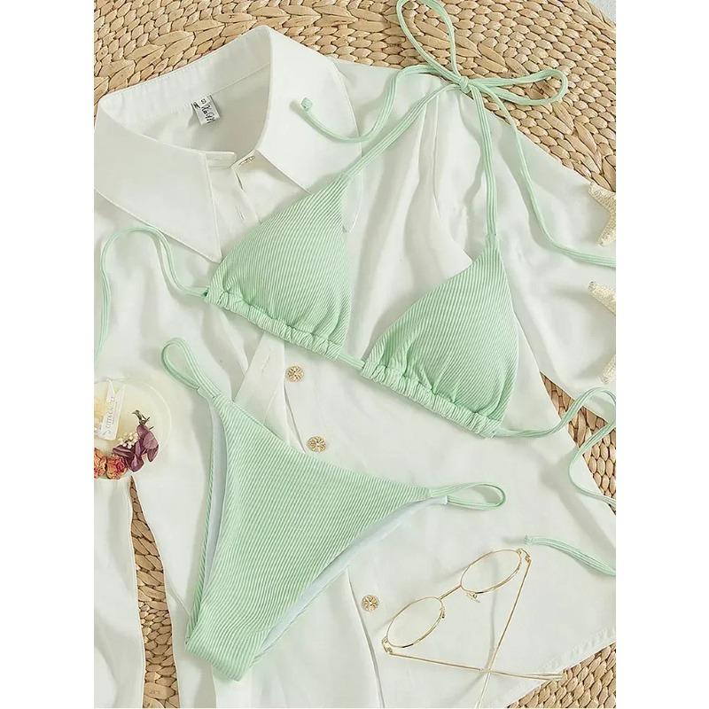 

Sexy Bikini Set Women White Black Push Up Bra Micro Swimsuit 2025 Brazilian Beach Holiday Bathing Suit Thong Swimwear Biquini S светло-зеленый