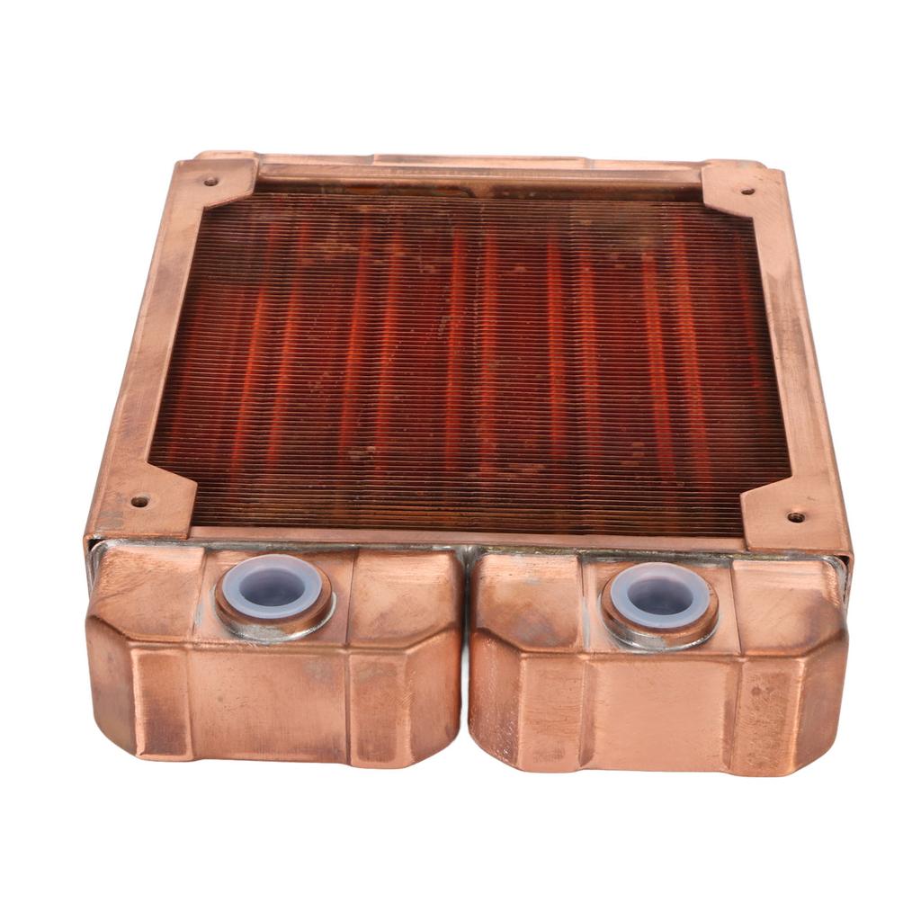 Water Cooling Radiator Red Copper 7mm Round Pipe G1 4 Thread Liquid Heat Exchanger for Computer