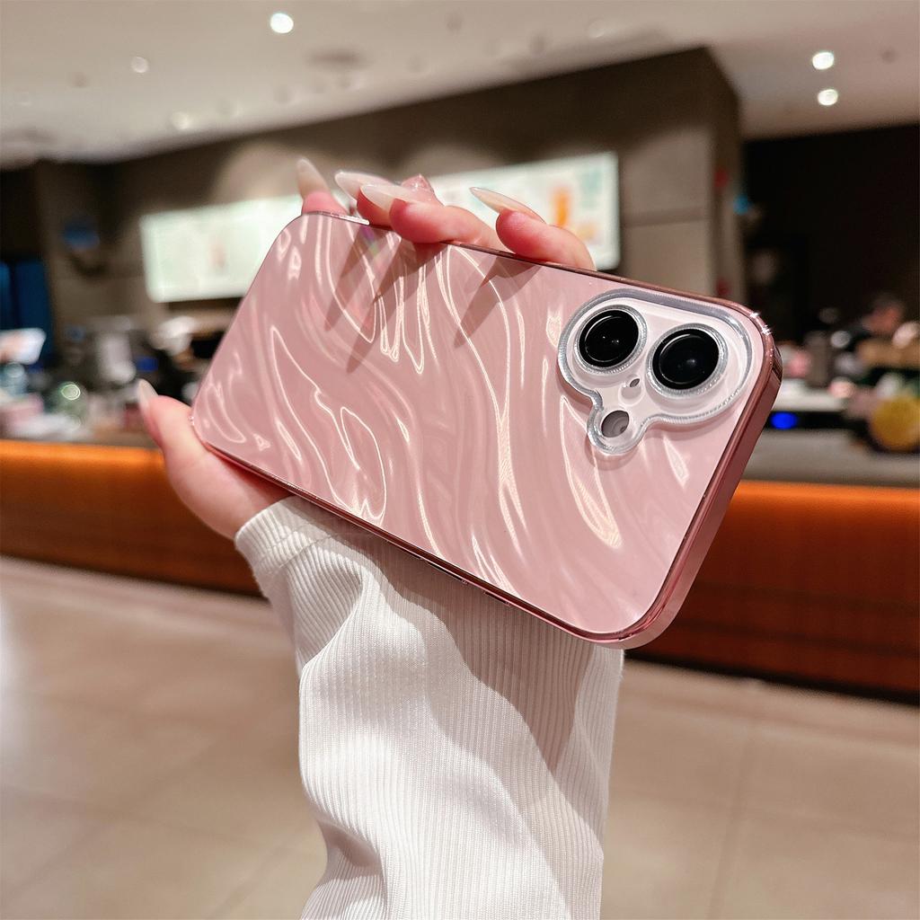 Applicable To Apple 16Promax Wave Pattern Aurora Protective Lens Phone Case, IPhone15 Electroplated Protective Case Ins
