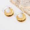 European and American Ins Niche Stainless Steel Hammer Pattern Leaf Pattern Pendant Earrings Ear Buckle Plated 18k Gold Pleated Design Earrings