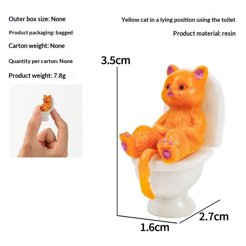 Cute Resin Toilet Cat Figurines 1/4/5 Pcs Multiple Whimsical Styles Funny Animal Statue for Window Sill Decor