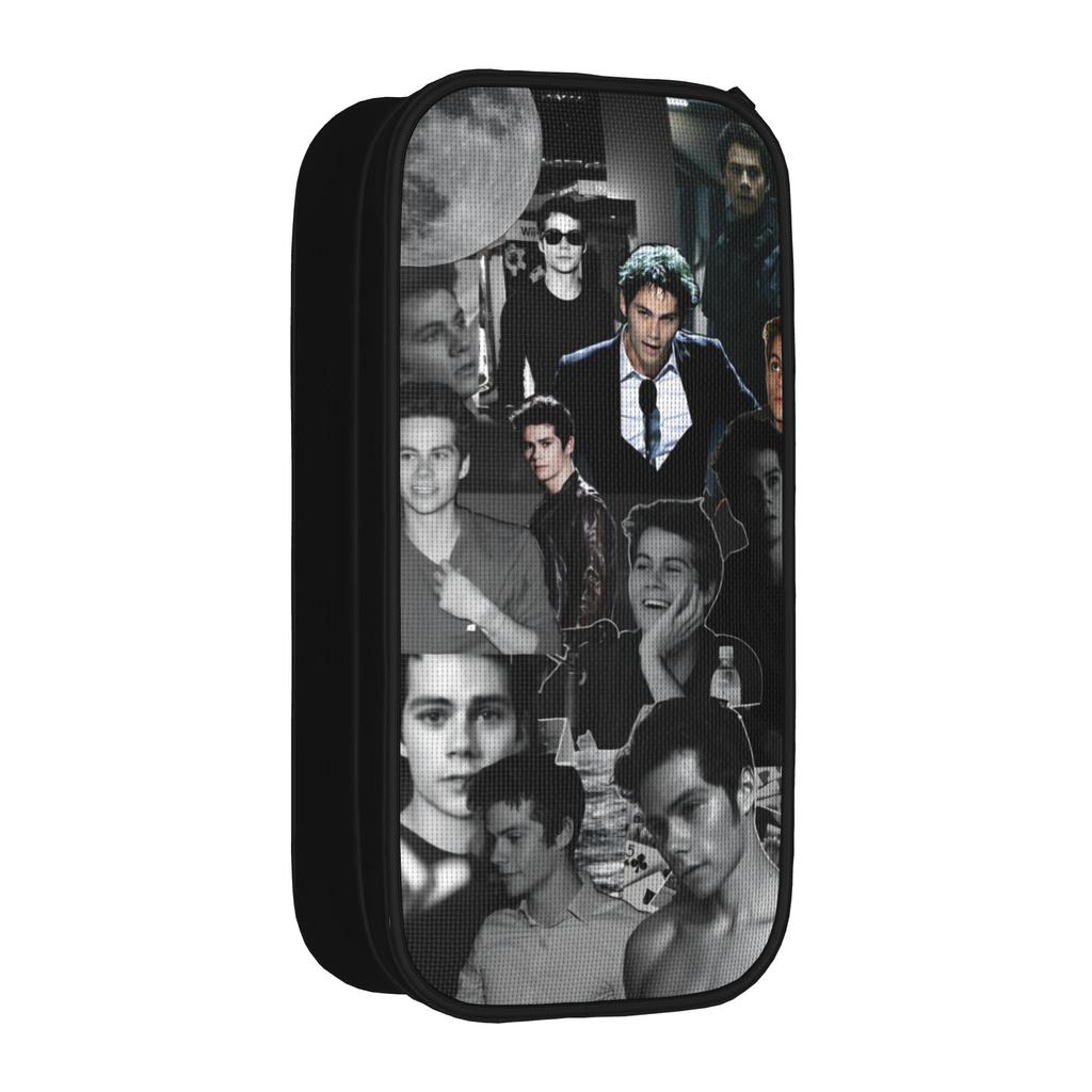 Large Capacity Pencil Pouch Dylan Obrien Actor Office Supplies Double Layer Pencil Case Stationery Women Makeup Bag Amazing Gift