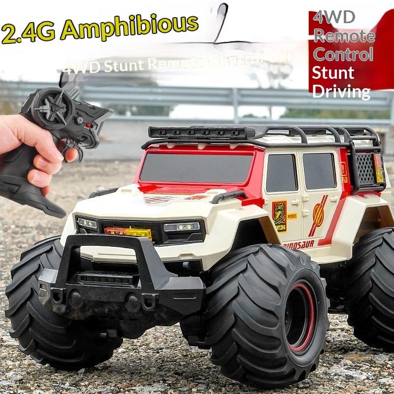 Amphibious 4wd Rc Police Car Waterproof Off Road Crawler With Led Lights Music Sirens Kids Toy Land Water Remote Control Vehicle