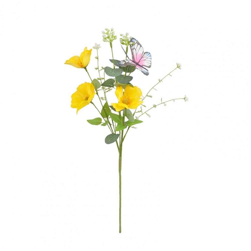 

Fade-resistant Faux Flowers Artificial Flower Bouquet Artificial Wildflower Bouquet with Eucalyptus Stem Butterfly Faux for Home жовтий