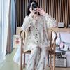 [Class A Double-layer Yarn] Plush Collar Long-sleeved Women's New Cotton Yarn Pajamas Women Can Wear Loungewear Outside In Autumn a