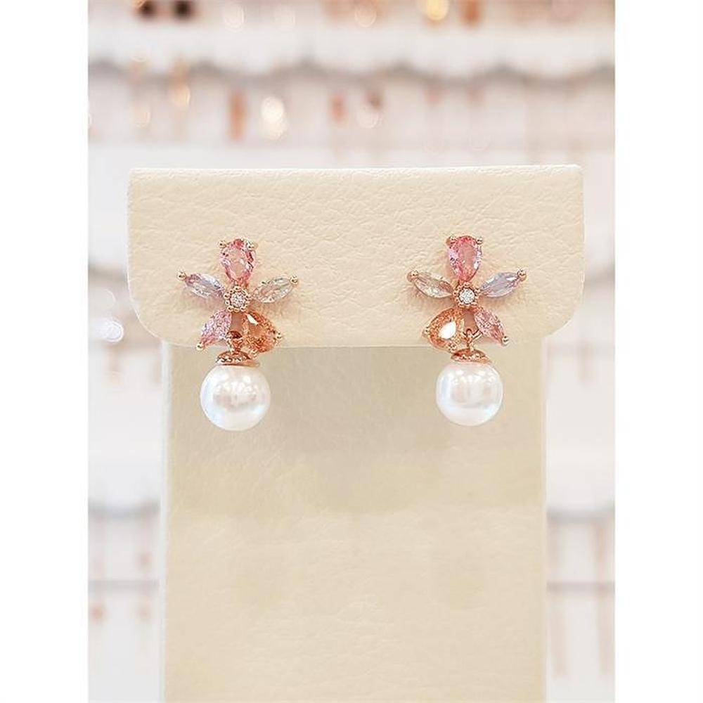 Volare Multi-Full Cubic Flower Pearl Drop Earrings Spe878 (10132011)