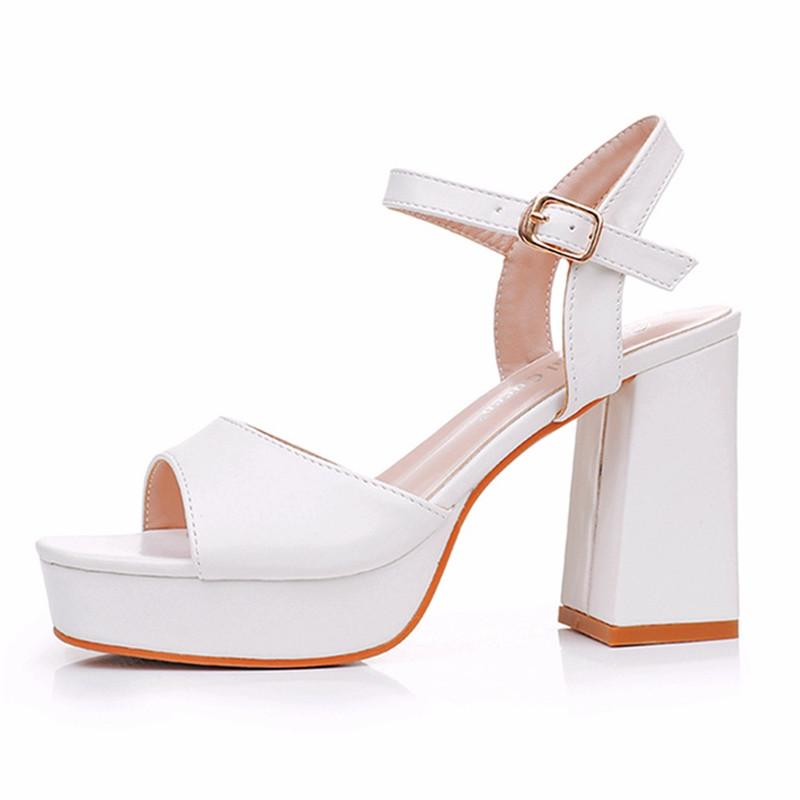 

Fashion Fashion Square toe Strap Buckle White Women Gladiator Sandals Summer Platform Wedges Thick High heels Chunky Shoes Party Shoes 42 бежевый