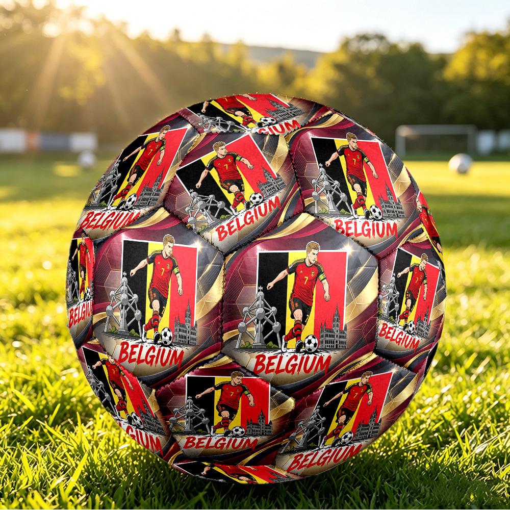 Belgien Fußball Aufdruck Größe 5 Fußball Ball Verschleißfest Standard Erwachsenen Trainingsfußball Fan Geschenk für Indoor Outdoor Spiel Sport
