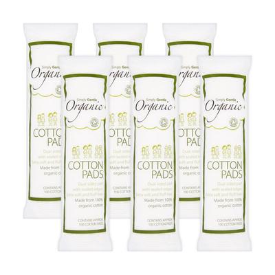 Simply Gentle Organic Cotton Pads 100 Sheets X 6