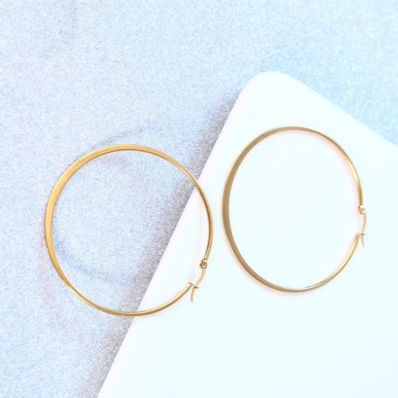 50mm Simple Flatten Circle Golden Round Big Hoop Earring for Women Fashion Jewelry Silver Color Exaggerated Great Aros Brincos