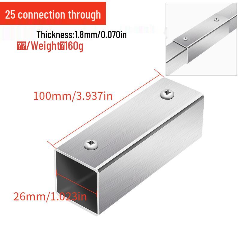 Stainless Steel Four-Way Square Tube Connector (20/25/30mm)