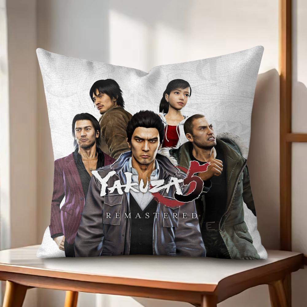 YYakuza Like a Dragon Cushion Cover Natural Linen Organic Fabric DoubleSided Printing Couch Pillow Covers Home Decor