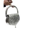 Damen Messing Metall Ethno Clutch Henkeltasche (Silber)