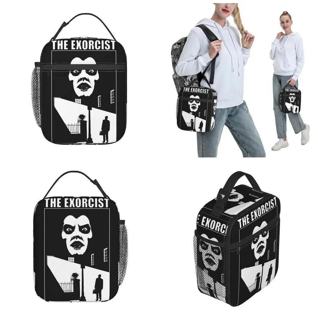 Der Exorzist Gruselfilme Isolierte Lunchtaschen für Männer Frauen Exorzist Believer Essen Tragbare Kühlbox Thermische Brotdose Für Die Schule