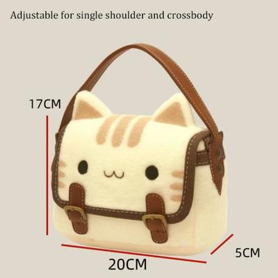 Cute Clutch Bag Plush Backpack Furry Cat Bag Adorable Kitten Handbag for Woman Kids Cartoon 2025 New Kitten Handbag