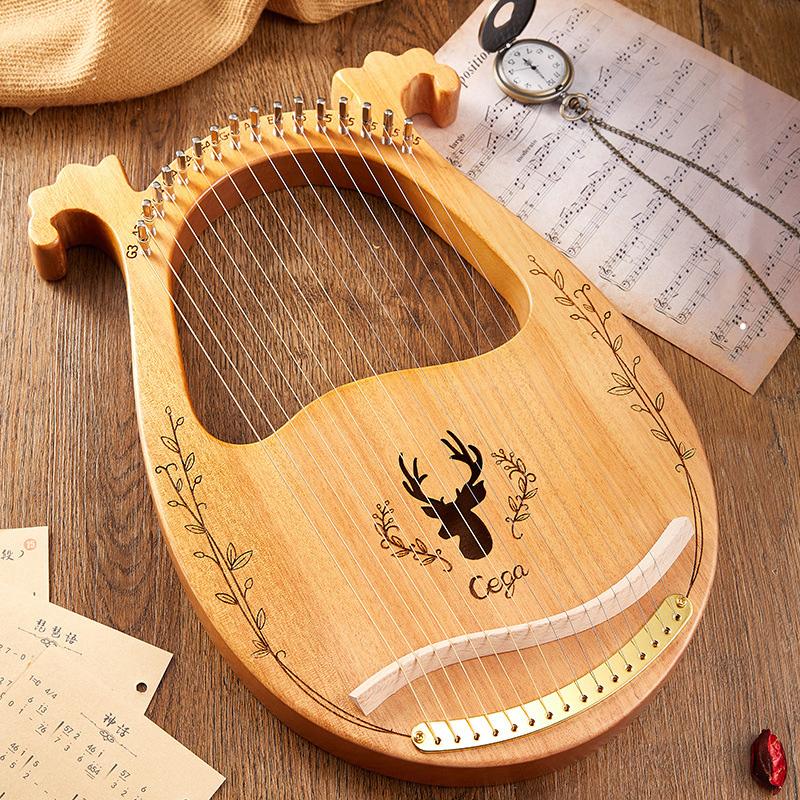 16 21 24 Saiten Leierharfe Mahagoni Holz Harfe Klavier Saiteninstrument Mit Stimmgerät Ersatzsaiten