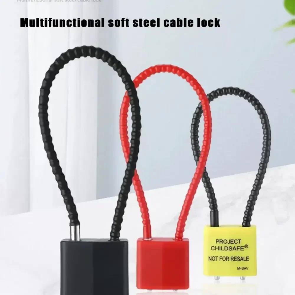 Multi-function Wire Rope Padlock with 3Pcs Keys Steel Cable Anti-theft Cabinet Lock Cabinet File Cabinet Long Padlock Lock