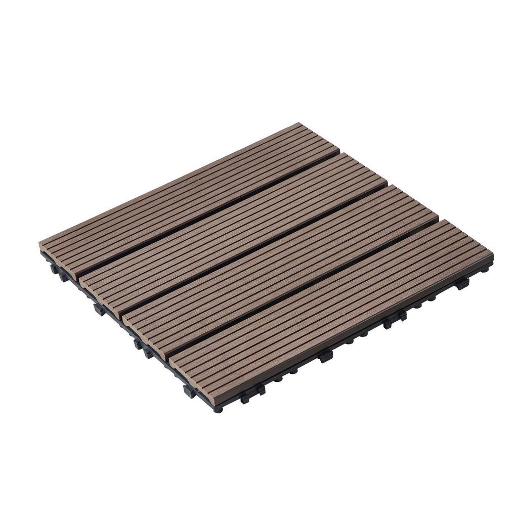 Interlocking Deck Tiles Plastic Wood 10 Pack 12"x12" Waterproof for Porch