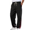 Men's Grey Plaid Patch Button Side Autumn Casual Sweatpants