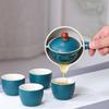 Chinese Gong Fu Tea Set Portable 360 Rotation Teapot Ceramic Tea Maker Infuser Semi-Automatic Teaware for Home Office Travel