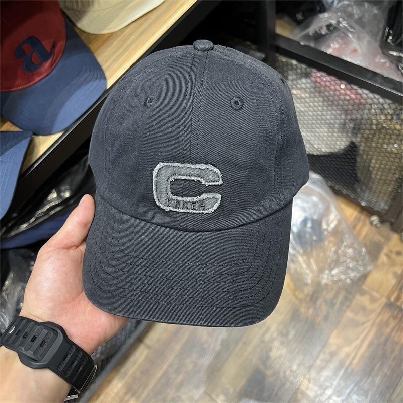 Wind white light blue baseball cap women's C letter embroidery face small cap casual versatile soft top