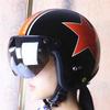 Universal 3-snap Retro Helmet Visor Windproof Sun Half Face Motorcycle Helmets Visor, Flip Up Visor Lens