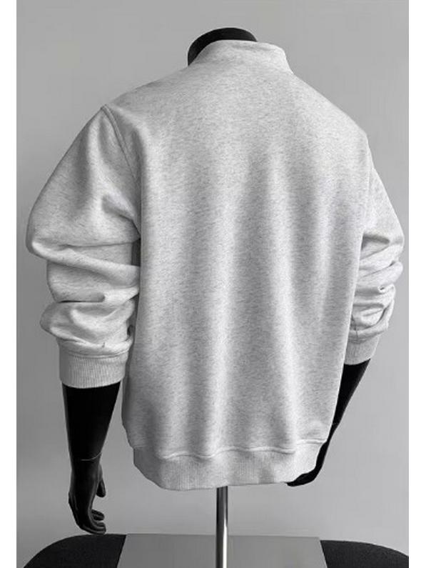 Unisex Henry Collar Semi-High Neck Fleece Sweatshirt - Heavyweight American Cleanfit, Perfect for Autumn/Winter