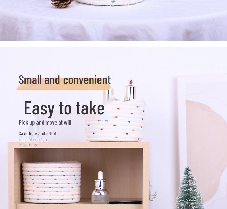Small Cotton Rope Woven Storage Basket for Desk, Entryway, or Cosmetics